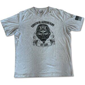Under Armour By Air Pilot Graphic Tee Gray Flag Sleeve Size L